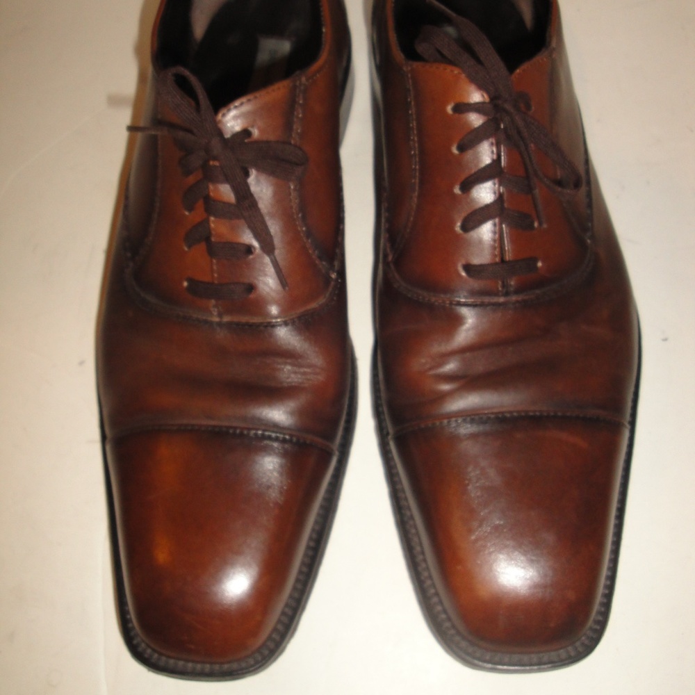 BANANA REPUBLIC BROWN LEATHER OXFORDS, MENS SHOE SIZE 10 M